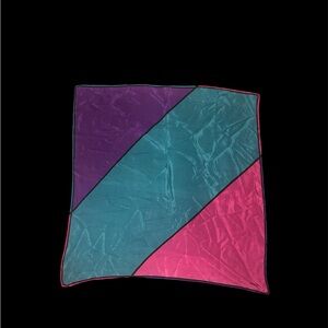 30x30 VTG Oscar de la Renta Studio Colorblock silk scarf: teal, pink, purple